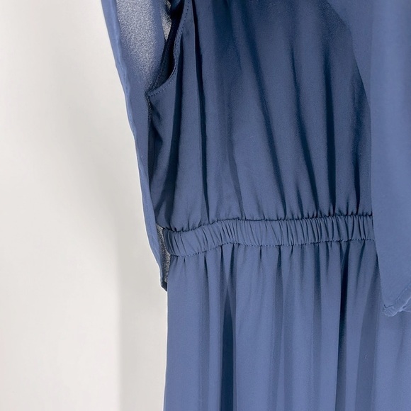 Show Me Your Mumu Caitlin Ruffle Maxi Dress Navy Blue Women’s Size Large - Picture 6 of 12